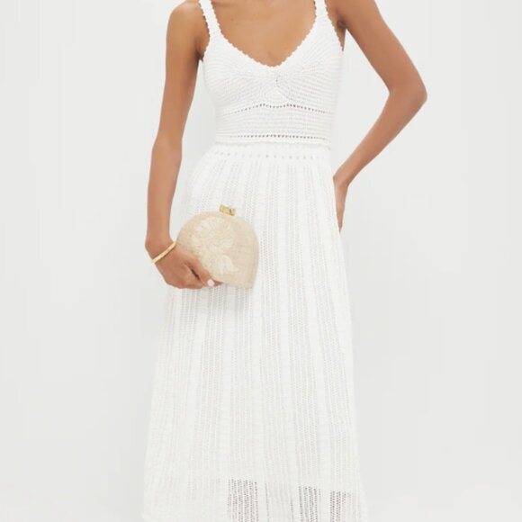 Most Flattering Dress EVER: Ivory Knit Midi Dress Moon River XS - Picture 1 of 6